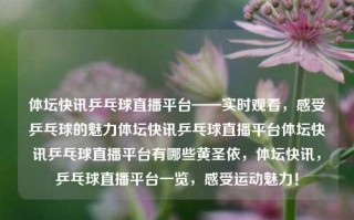 体坛快讯乒乓球直播平台——实时观看，感受乒乓球的魅力体坛快讯乒乓球直播平台体坛快讯乒乓球直播平台有哪些黄圣依，体坛快讯，乒乓球直播平台一览，感受运动魅力！，乒乓球直播平台，感受运动魅力，体坛快讯实时观看