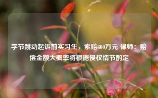 字节跳动起诉前实习生，索赔800万元 律师：赔偿金额大概率将根据侵权情节酌定