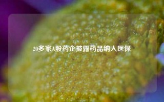 20多家A股药企披露药品纳入医保