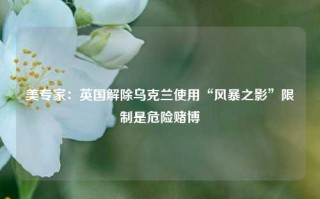 美专家：英国解除乌克兰使用“风暴之影”限制是危险赌博