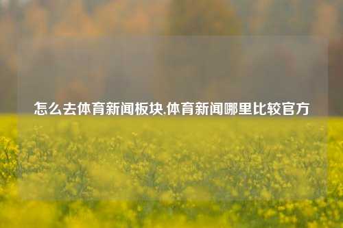 怎么去体育新闻板块,体育新闻哪里比较官方