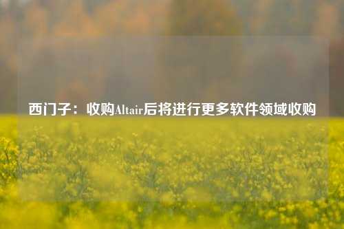 西门子：收购Altair后将进行更多软件领域收购