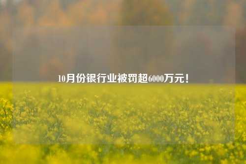 10月份银行业被罚超6000万元！