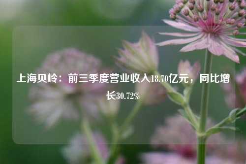 上海贝岭：前三季度营业收入18.70亿元，同比增长30.72%