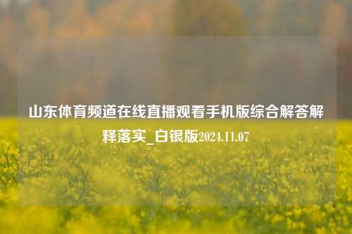 山东体育频道在线直播观看手机版综合解答解释落实_白银版2024.11.07