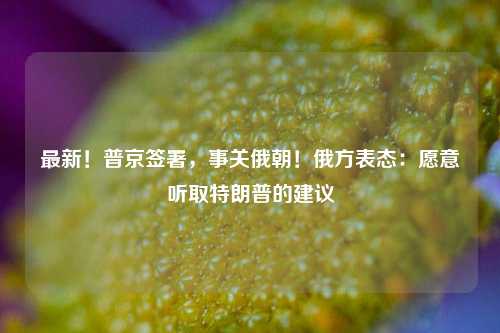 最新！普京签署，事关俄朝！俄方表态：愿意听取特朗普的建议