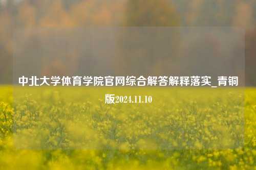 中北大学体育学院官网综合解答解释落实_青铜版2024.11.10