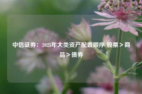 中信证券：2025年大类资产配置顺序 股票＞商品＞债券