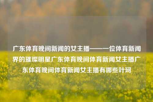 广东体育晚间新闻的女主播——一位体育新闻界的璀璨明星广东体育晚间体育新闻女主播广东体育晚间体育新闻女主播有哪些叶珂