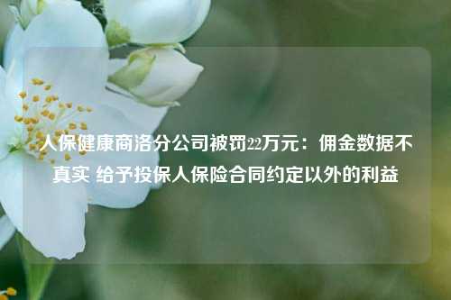 人保健康商洛分公司被罚22万元：佣金数据不真实 给予投保人保险合同约定以外的利益