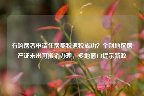 有购房者申请住房契税退税成功？个别地区房产证未出可撤销办理，多地窗口提示新政