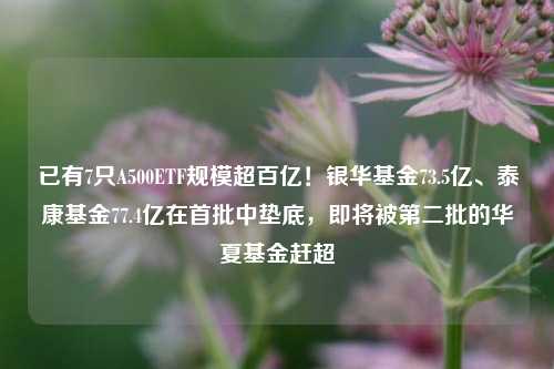 已有7只A500ETF规模超百亿！银华基金73.5亿、泰康基金77.4亿在首批中垫底，即将被第二批的华夏基金赶超