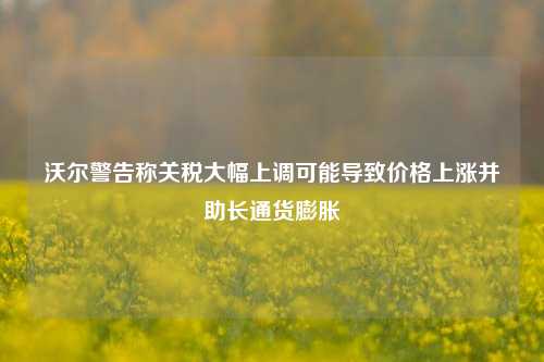 沃尔警告称关税大幅上调可能导致价格上涨并助长通货膨胀