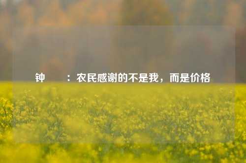 钟睒睒：农民感谢的不是我，而是价格