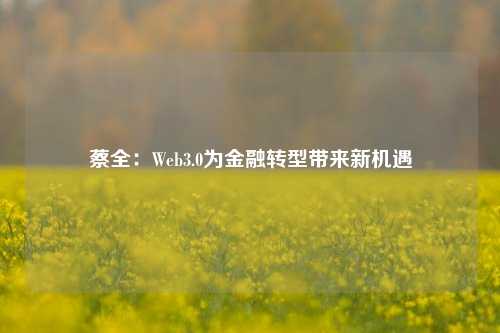 蔡全：Web3.0为金融转型带来新机遇