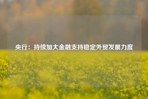 央行：持续加大金融支持稳定外贸发展力度