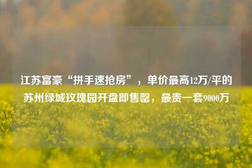 江苏富豪“拼手速抢房”，单价最高12万/平的苏州绿城玫瑰园开盘即售罄，最贵一套9000万-第1张图片-NI体坛快讯