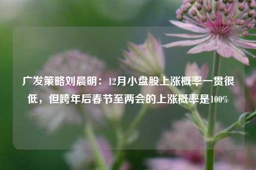 广发策略刘晨明：12月小盘股上涨概率一贯很低，但跨年后春节至两会的上涨概率是100%