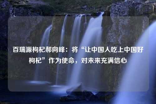 百瑞源枸杞郝向峰：将“让中国人吃上中国好枸杞”作为使命，对未来充满信心