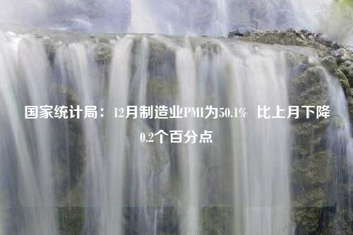 国家统计局：12月制造业PMI为50.1%  比上月下降0.2个百分点